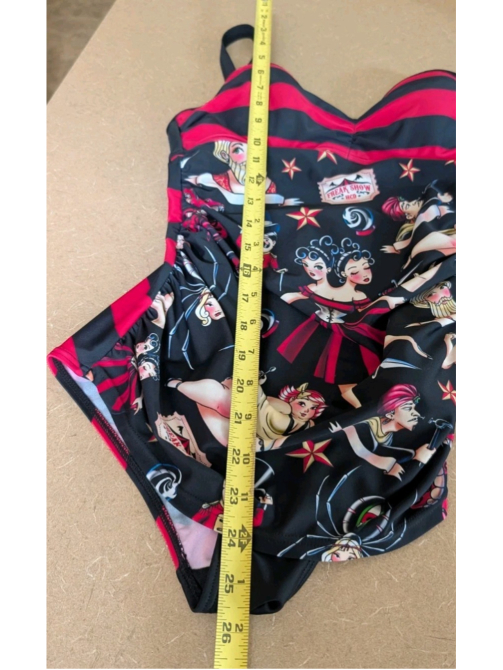 Hot Chocolate Design Freak Show One Piece Bathing Suit Medium Pin Up Retro Fun - Picture 9 of 11
